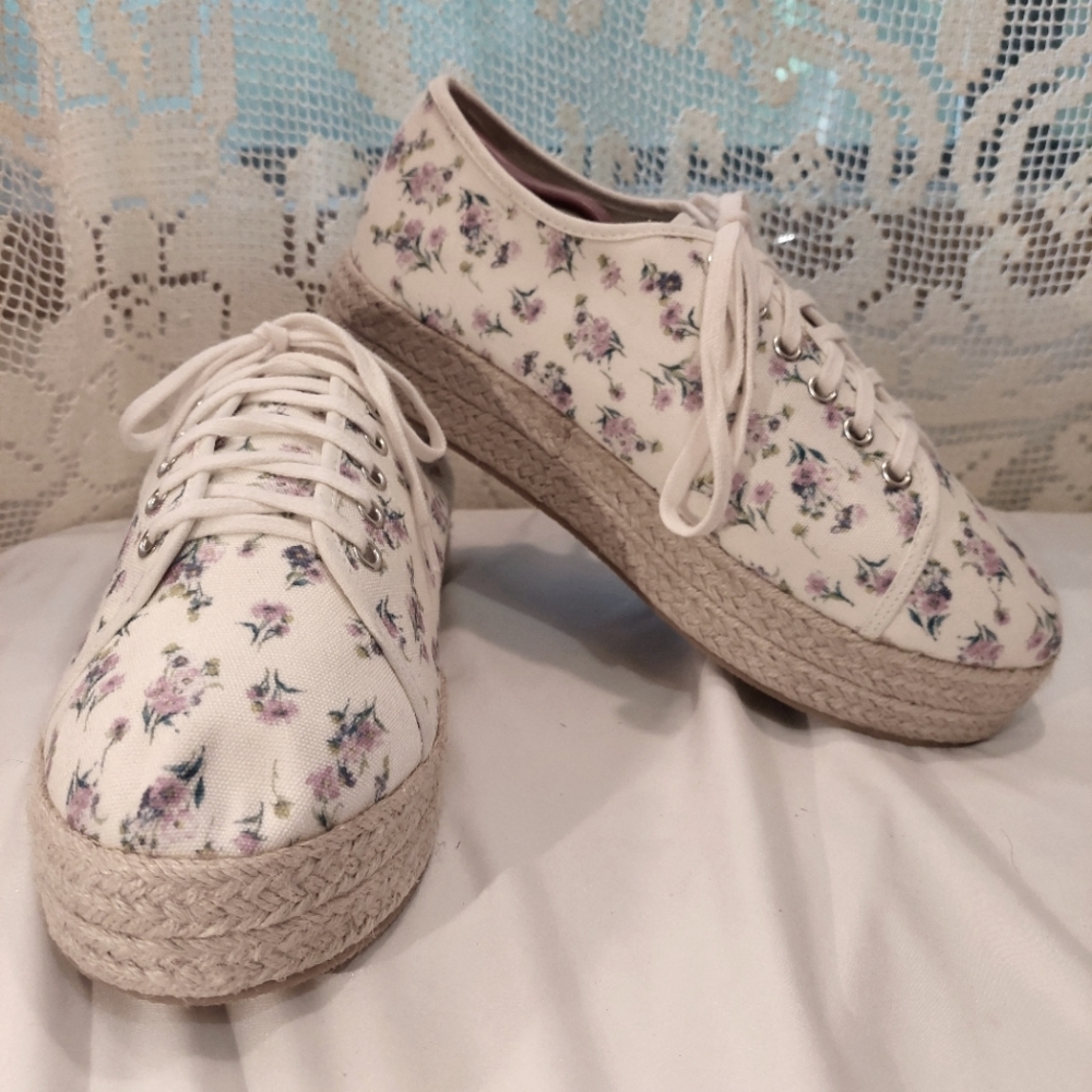Torrid  Ivory Canvas Platform Espadrille Sneakers